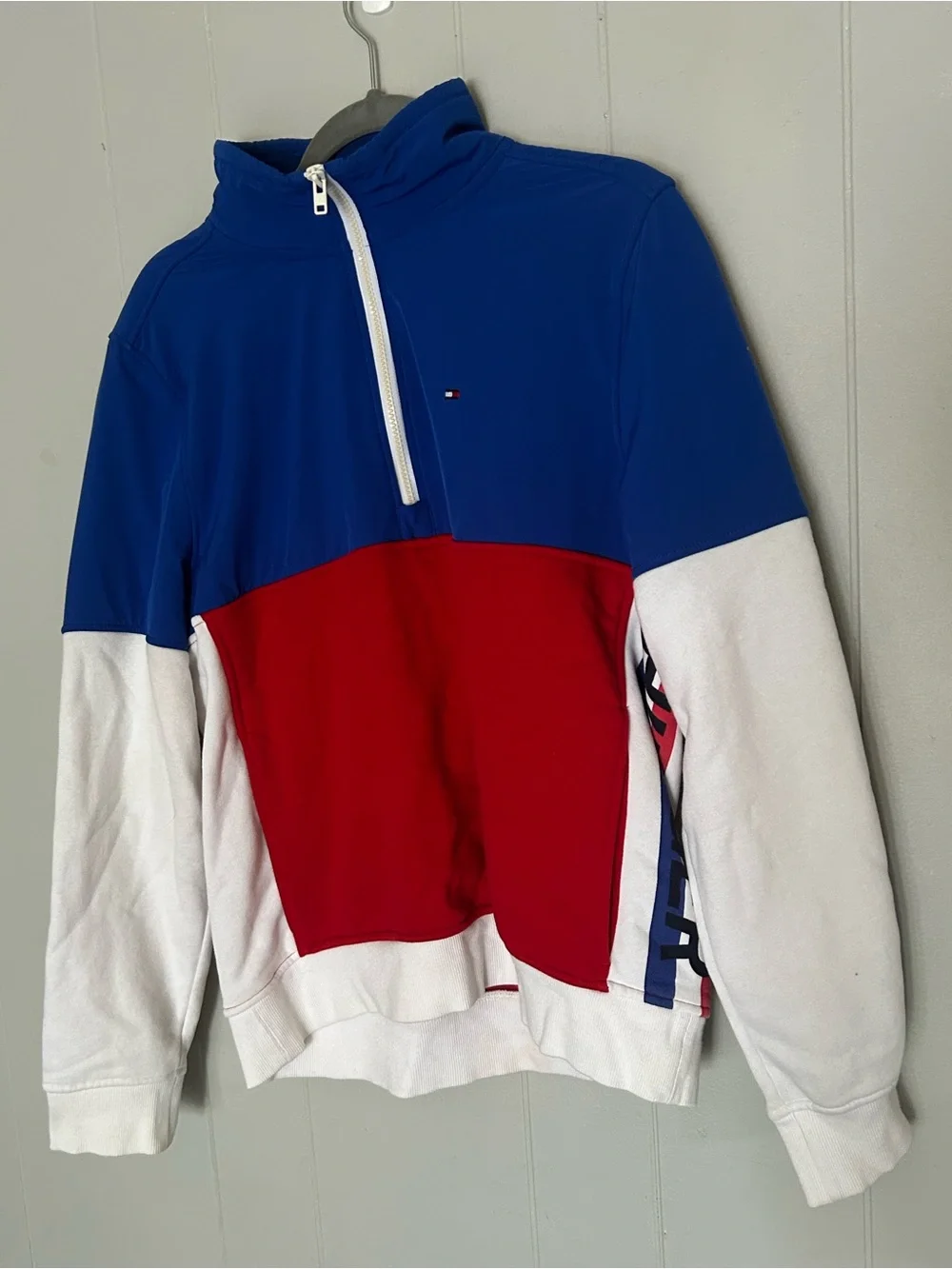 Tommy Hilfiger Colorblock Quarter Zip Pullover Sweatshirt Size M